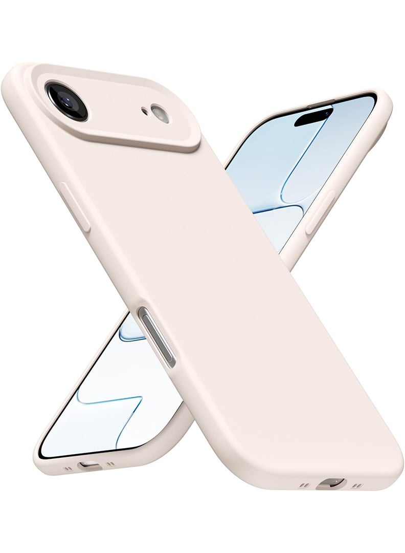 Case Up Compatible with Apple iPhone 17 Air Case, Soft & Premium Liquid Silicone [Anti-Scratch Microfiber Lining] Shockproof Protective Slim Phone Cover Off White - Image 1